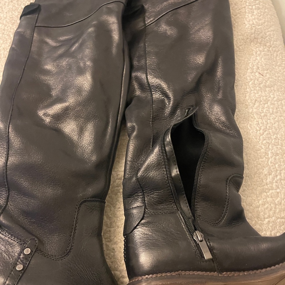 Black Leather Knee-High Boots